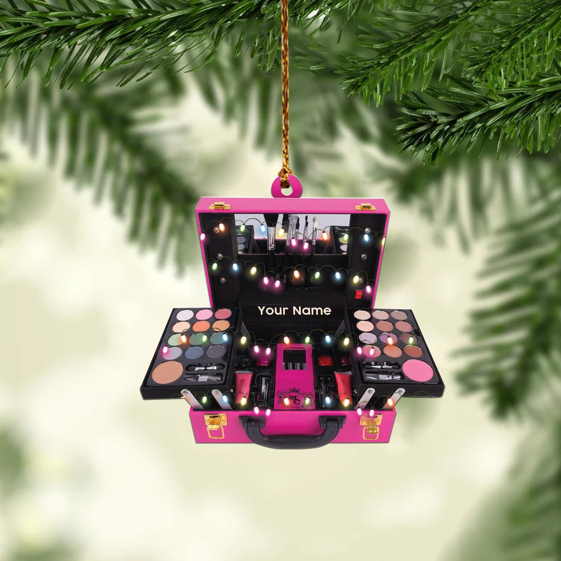 Personalized Make-Up Set Christmas Light Ornament/ Love Makeup Stylist Xmas Ornament Decor/ Make-Up Set Lover tree Hanging Ornament