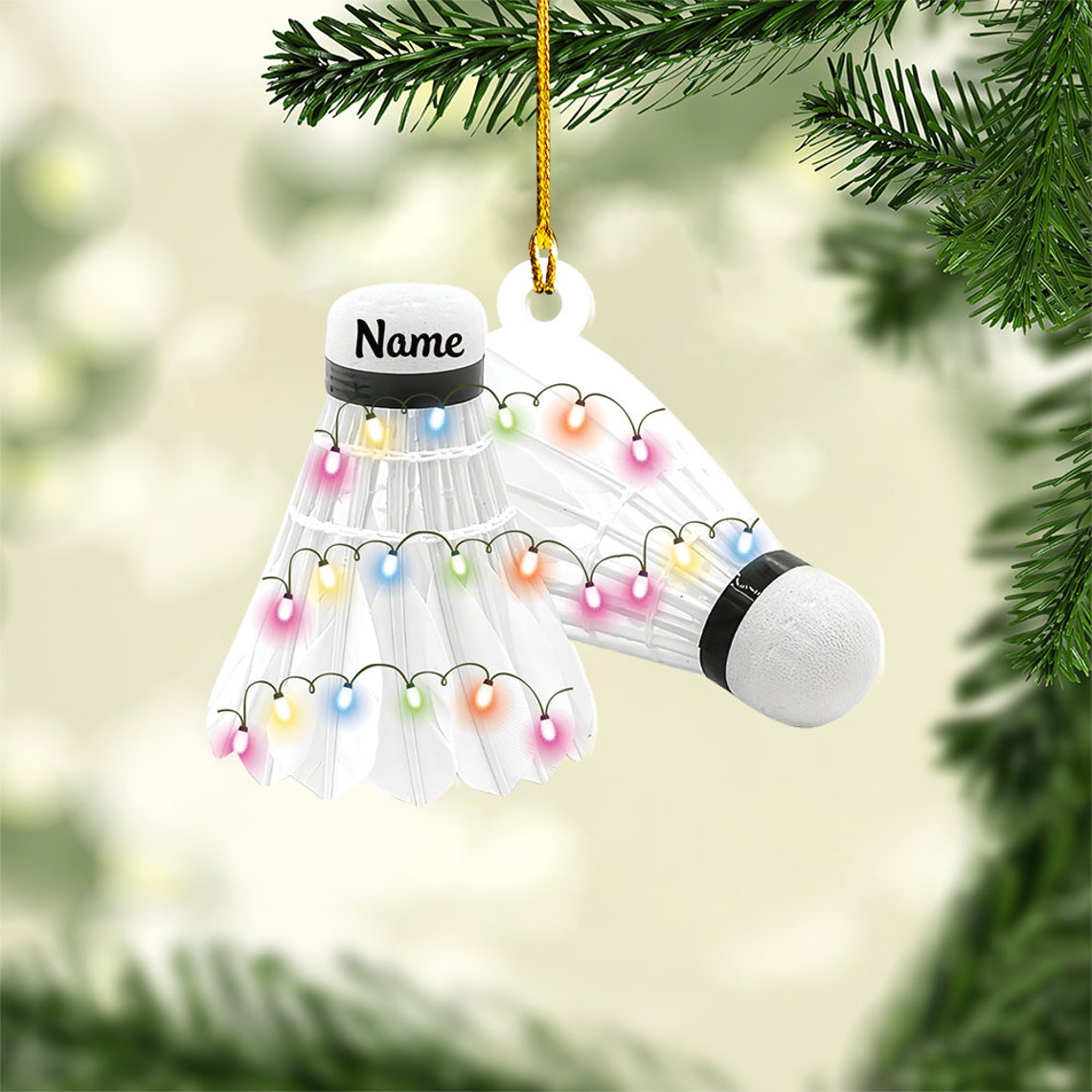 Personalized Badminton Christmas Light Ornament/ Badminton Hanging Ornament Gift/ Badminton Hanging/ Badminton Ornament Gift
