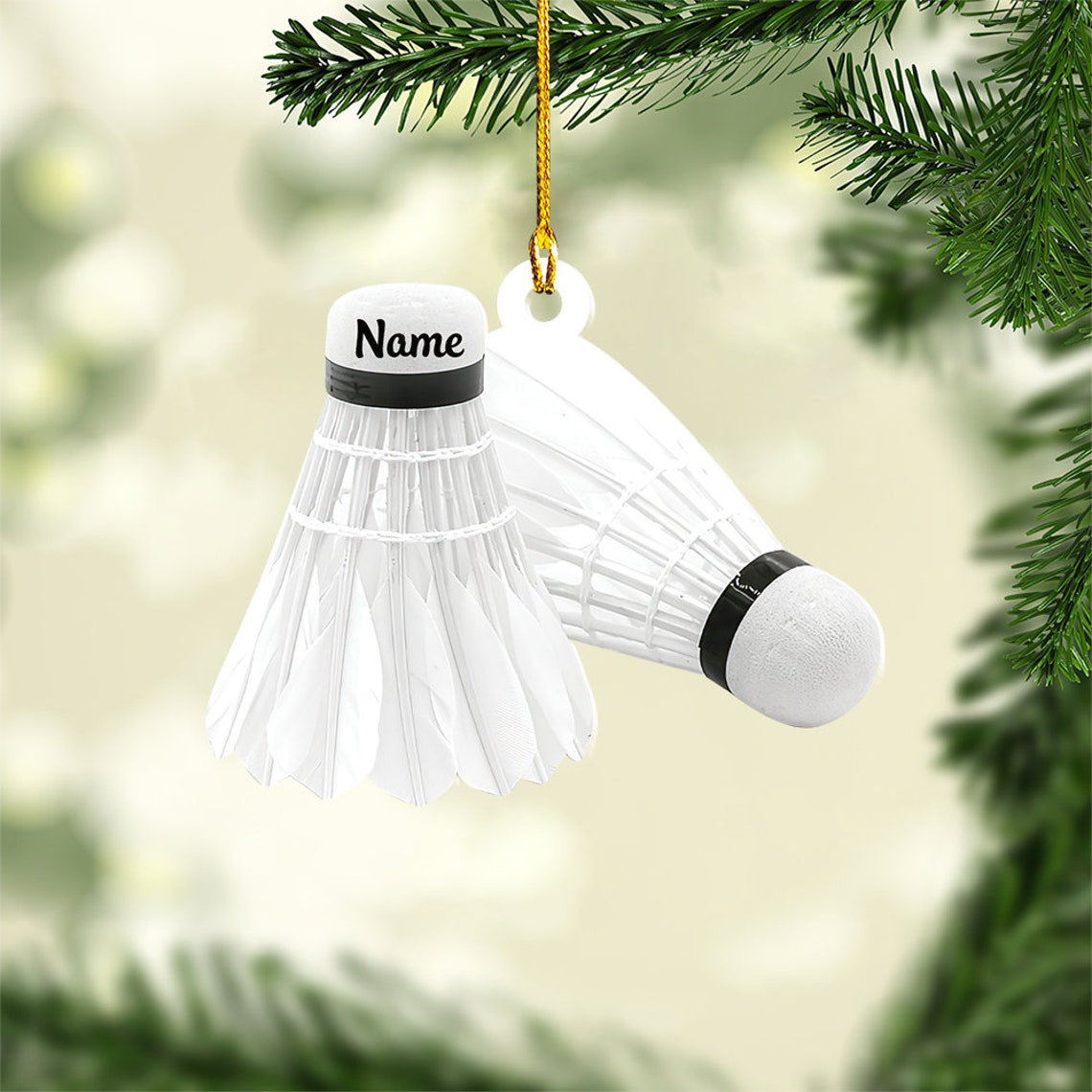 Personalized Badminton Christmas Light Ornament/ Badminton Hanging Ornament Gift/ Badminton Hanging/ Badminton Ornament Gift
