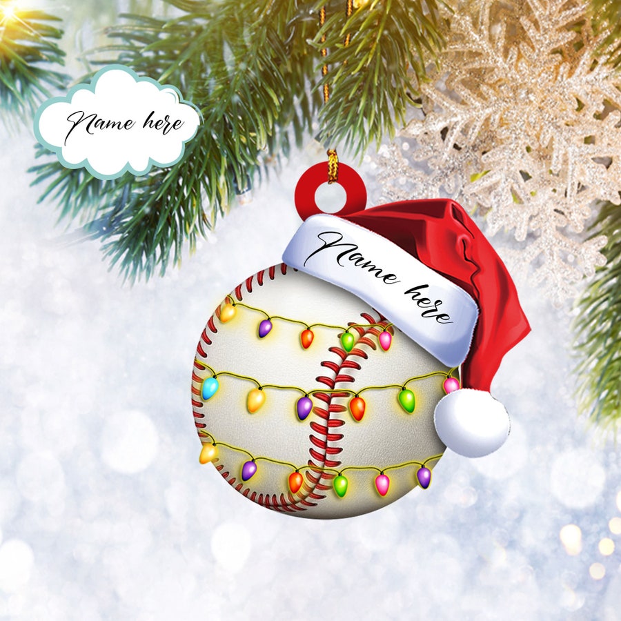 Custom Baseball Ball Flat 2D Christmas Acrylic Ornament/ Christmas Tree Ornament/ Home Decor Ornament