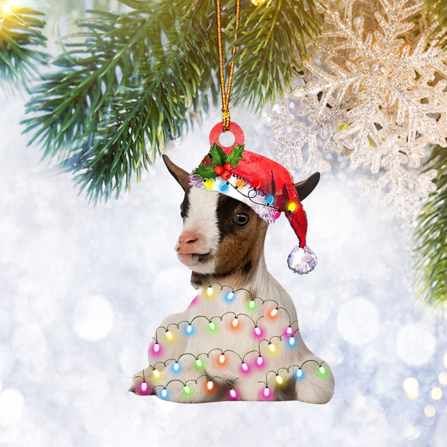 Goat Christmas Reindeer Flat 2D Ornament/ Farm Animal Lover Gifts/ Christmas Tree Ornament/ Home Decor Plastic Ornament