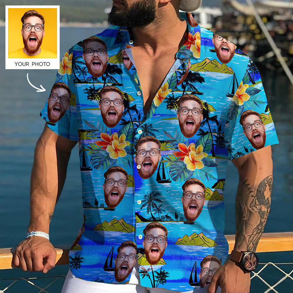 Custom Happy Birthday Hawaiian Shirt Flamingo Party Personalized Face Shirt