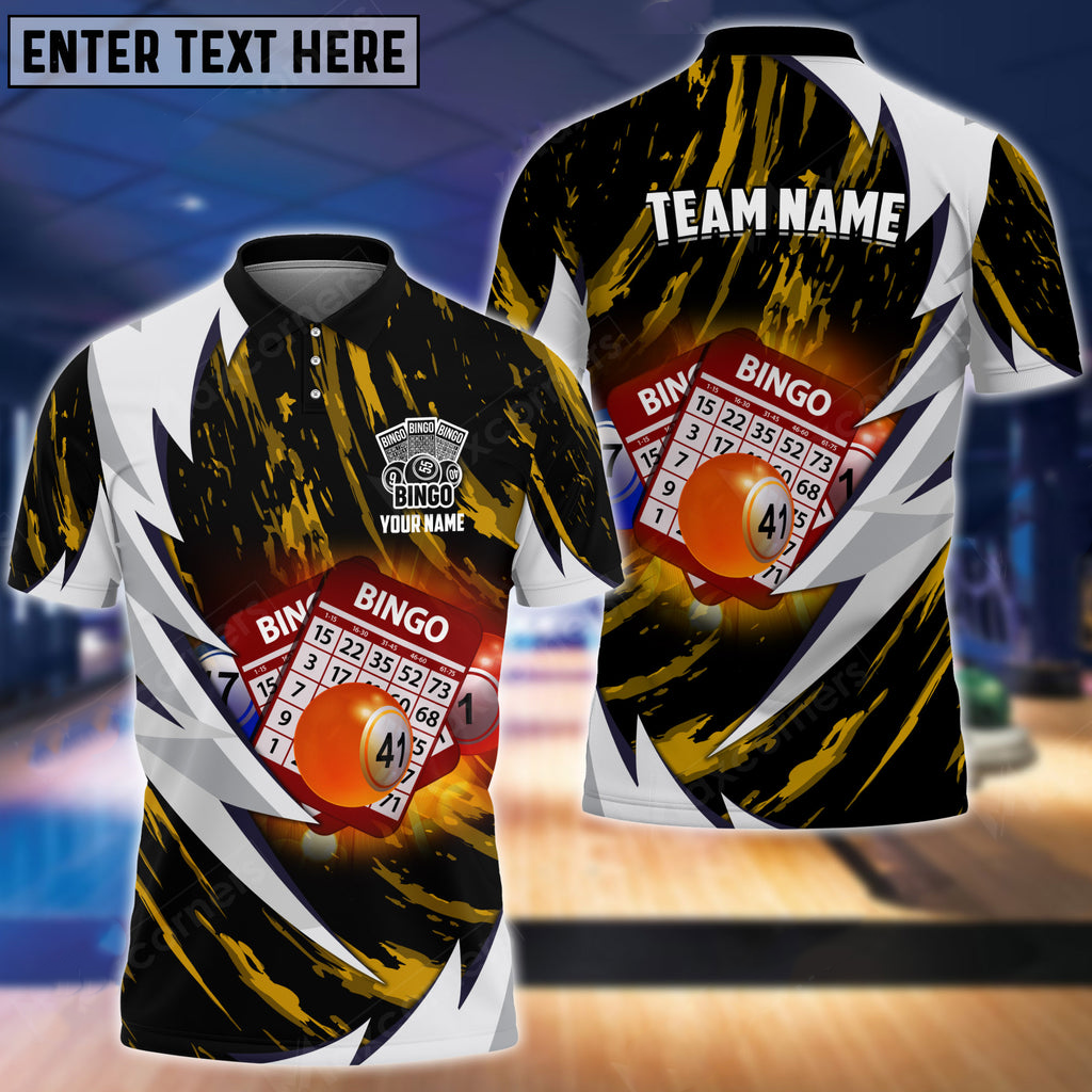 Coolspod Bingo Fire Thunderstorm Multicolor Option Customized Name 3D Polo Shirt/ Personalized Shirt for Bowling Lovers
