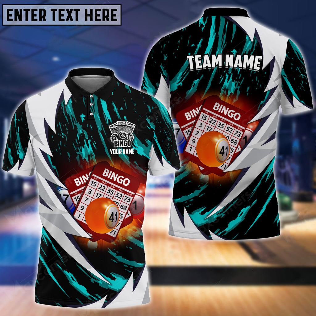 Coolspod Bingo Fire Thunderstorm Multicolor Option Customized Name 3D Polo Shirt/ Personalized Shirt for Bowling Lovers