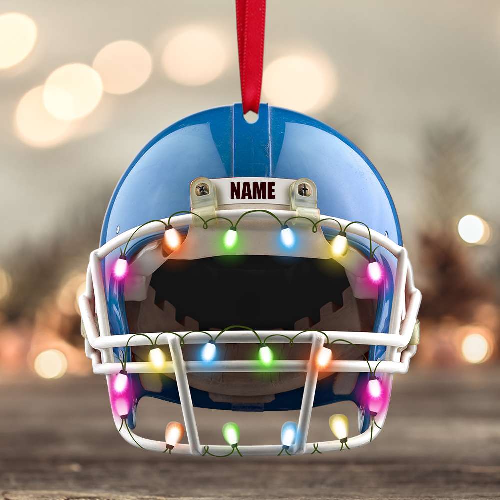 American Football Helmet - Personalized Shaped Christmas Ornament/ Gift for Football Player