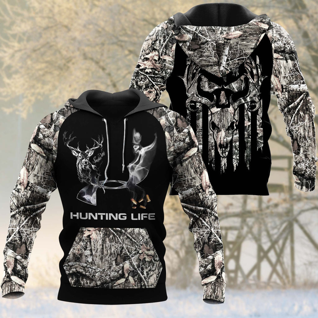 Deer With Smoke Camouflage Hunting Life 3D Hoodie Shirt/ Idea Gift for Hunter Deer
