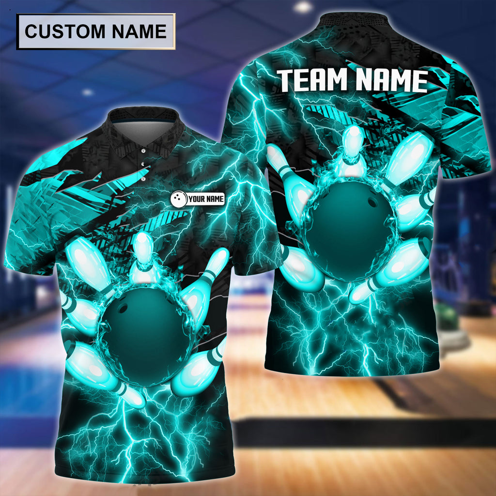 Coolspod Thunder Power Bowling And Pins Personalized Name Team Name 3D Polo Shirt/ Gift for Dart Lovers