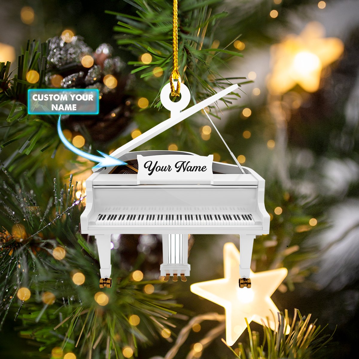Customized Name Many Type Piano Shaped Acrylic Christmas Ornament/ Perfect Gift for Musician