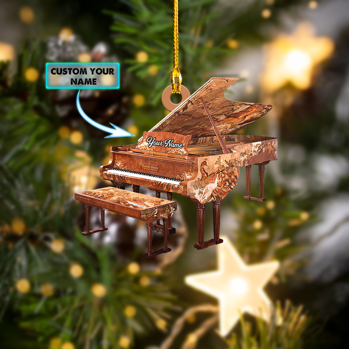Customized Name Many Type Piano Shaped Acrylic Christmas Ornament/ Perfect Gift for Musician