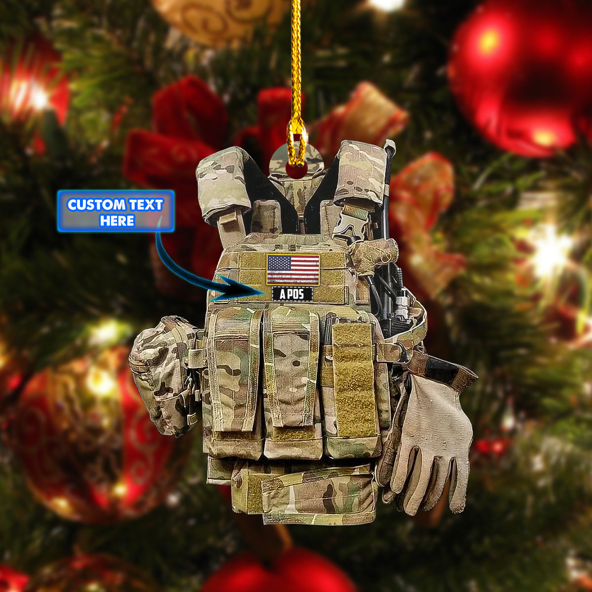 Personalized Army Full Vest Uniform Acrylic Shaped Ornament/ Perfect Gift for Army Veteran