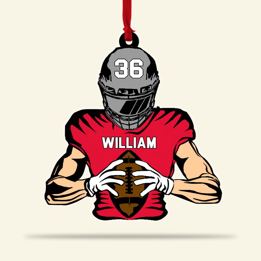 American Football Player Pose Personalized Flat Shaped Acrylic Ornament