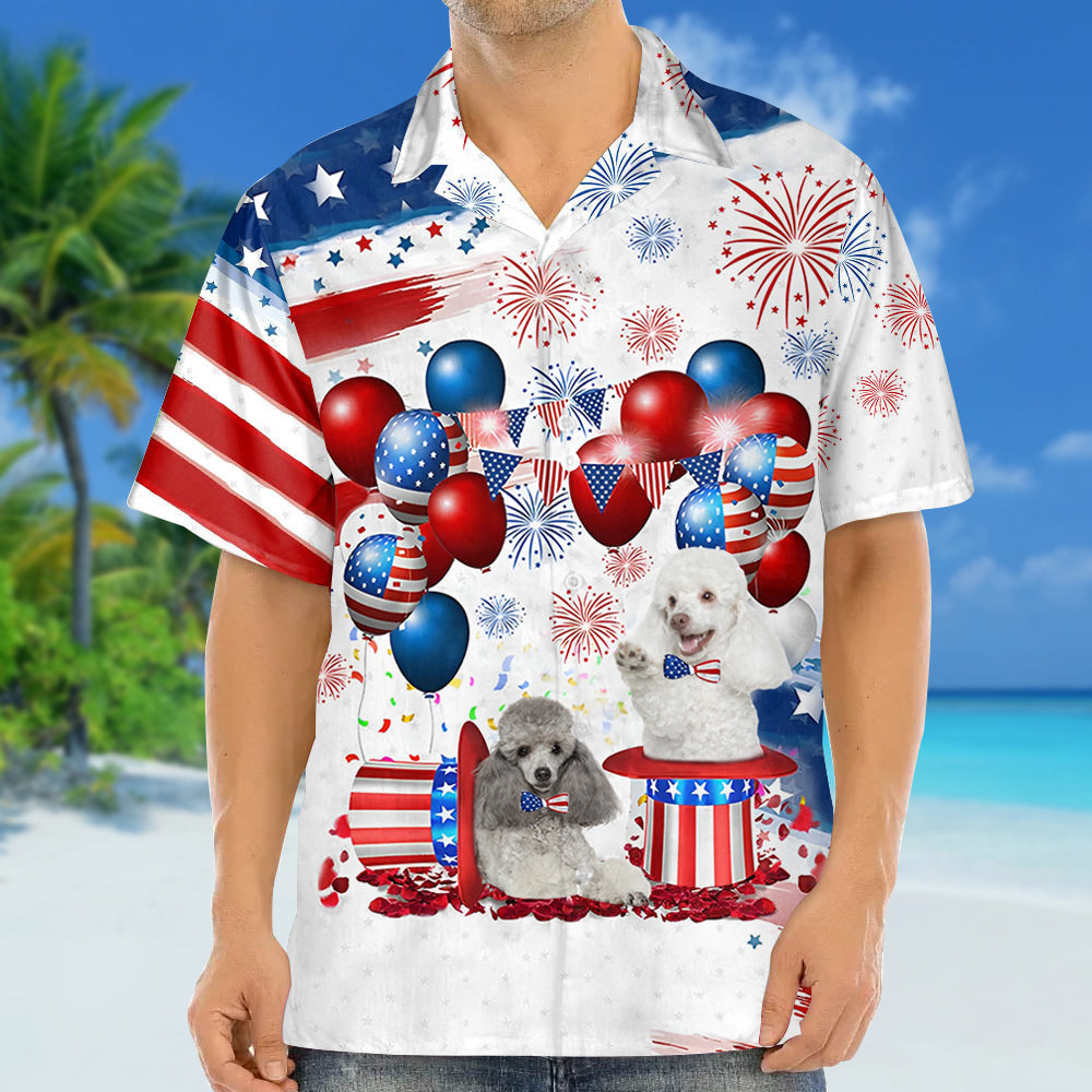 Poodle Independence Day Hawaiian Shirt/ Dog Hawaii Beach Shirt Short Sleeve For 4Th Of July