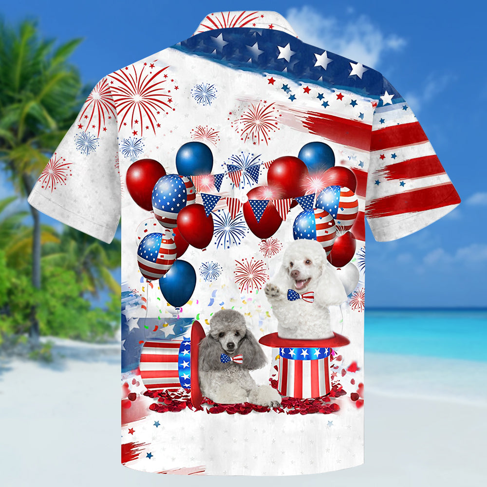 Poodle Independence Day Hawaiian Shirt/ Dog Hawaii Beach Shirt Short Sleeve For 4Th Of July