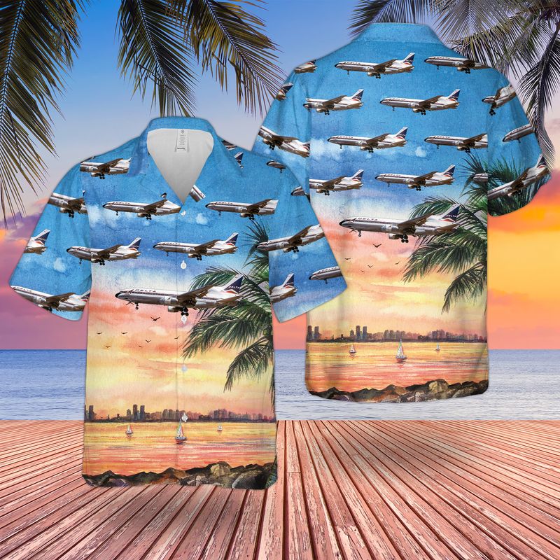 Delta Air Lines Lockheed L-1011-500 Tristar Hawaiian Shirt/ Hawaiian shirt for men/ dad husband veteran