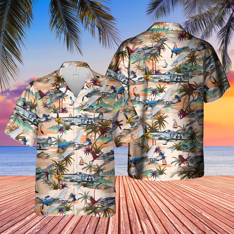 North American P-51 Mustang Hawaiian Shirt/ Hawaiian shirt for men/ dad husband veteran
