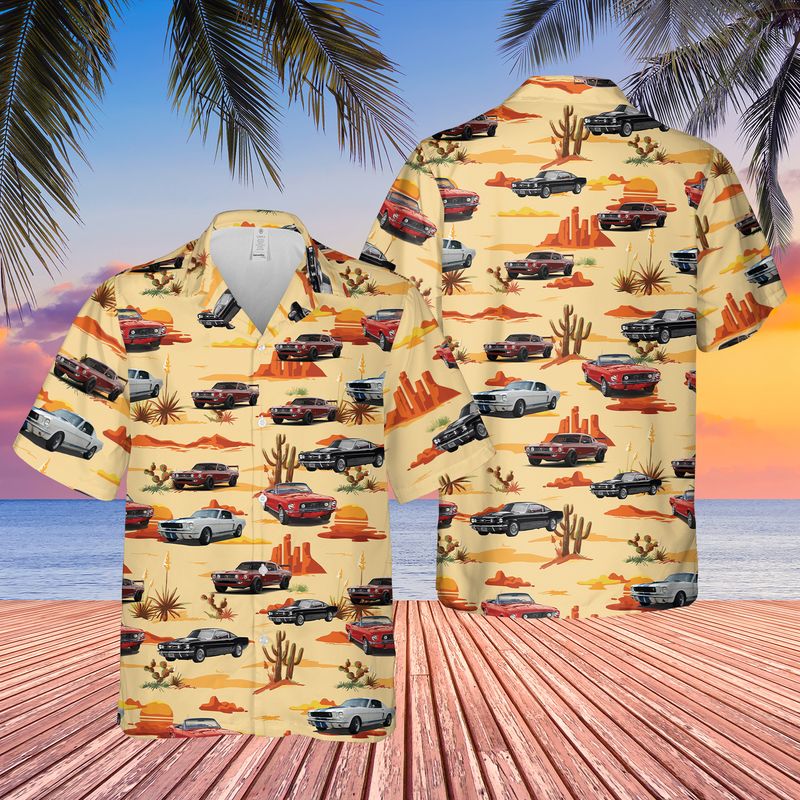 Ford Mustang Hawaiian Shirt/ Hawaiian Shirt for Car Lover/ Gift for Men