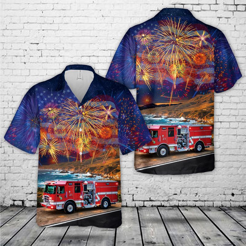 Carmel-by-the-Sea/ California/ Cal Fire/Carmel Highlands Fire Protection District/ 4th Of July Hawaiian Shirt