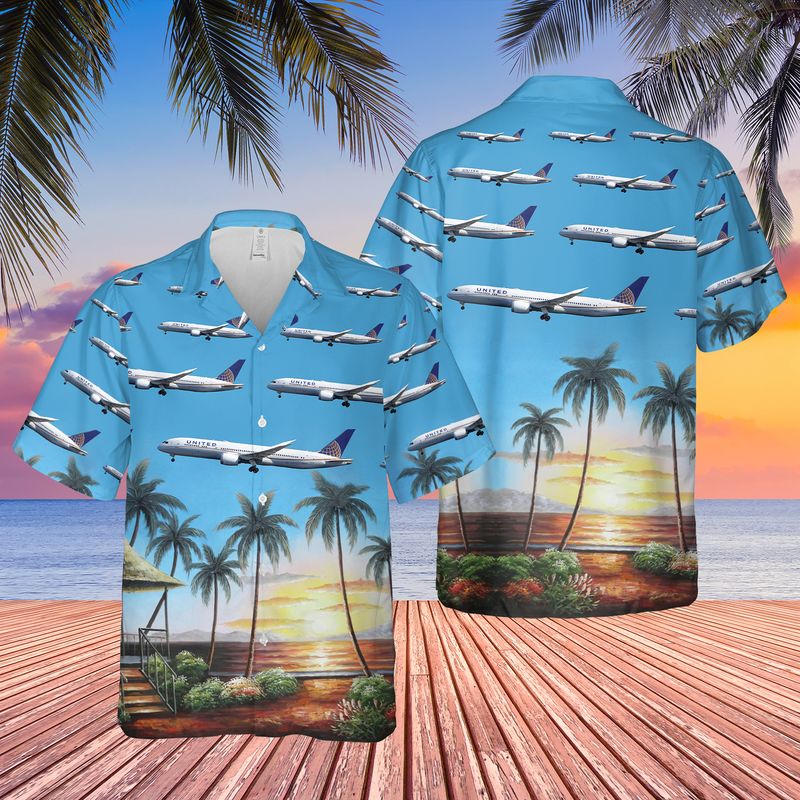 United Airlines Boeing 787-9 Dreamliner Hawaiian Shirt/ Hawaiian shirt for men/ dad husband veteran