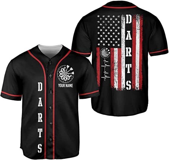 Personalized Name Dart Heartbeat Baseball Jersey/ Flag Dart Shirt Baseball Jersey Unisex