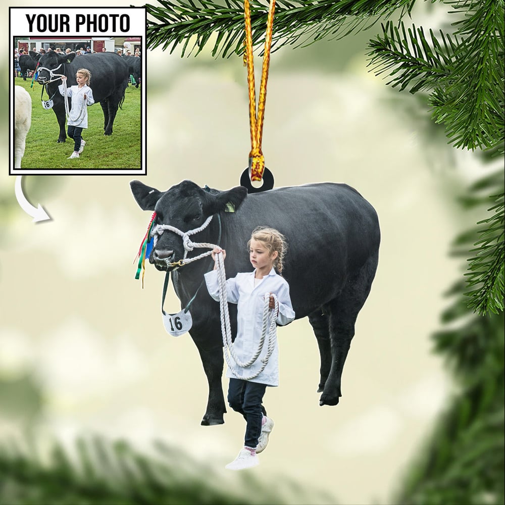 Cow Lovers Shape Custom Photo Ornament/ Gift for Her Love Cow
