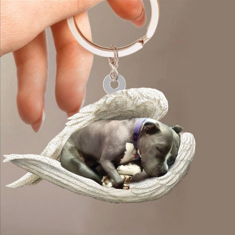 Dog Bull Sleeping Angel Acrylic Keychain Dog Sleeping keychain