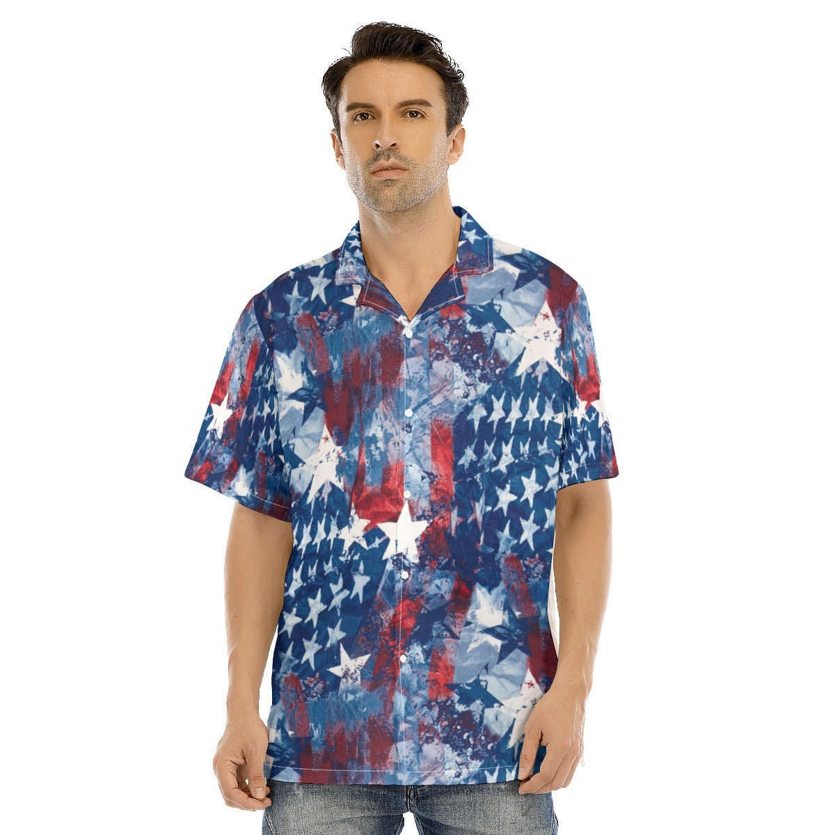 Hawaiian Camp Collar Short Sleeve Button-Down Shirt USA/ Hawaiian Shirt For Unisex