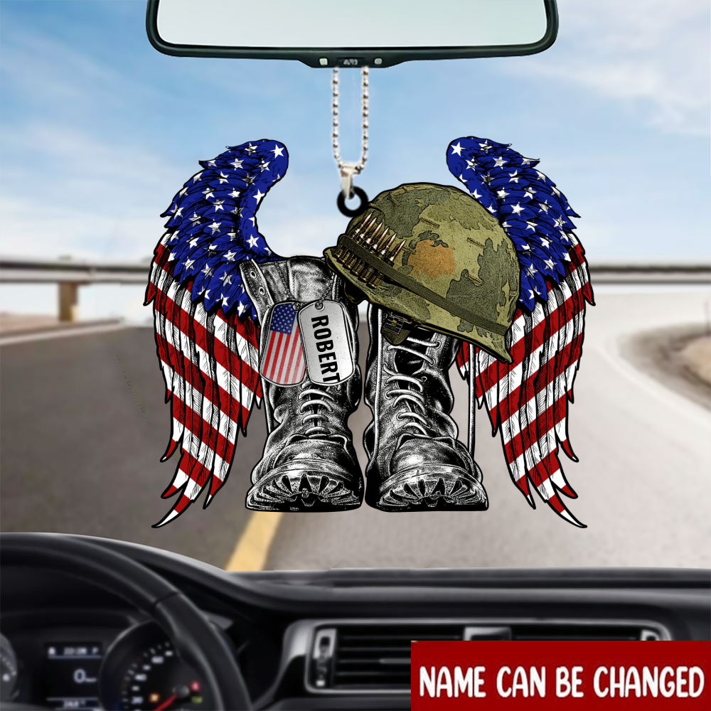 Personalized Wing Acrylic Ornament/ Military Boots Hat Never Forget 11 Sep Car Ornament