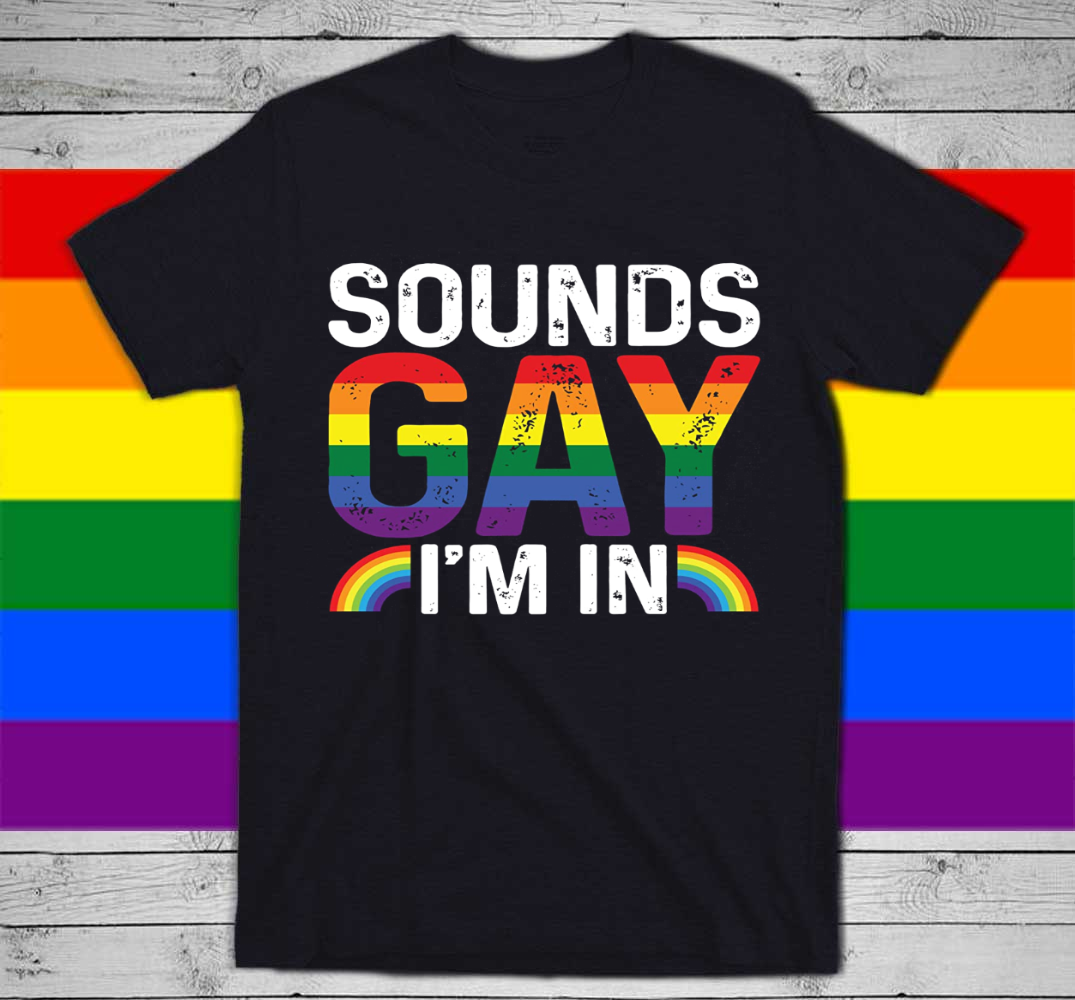 Rainbow T Shirt/ Sounds Gay I