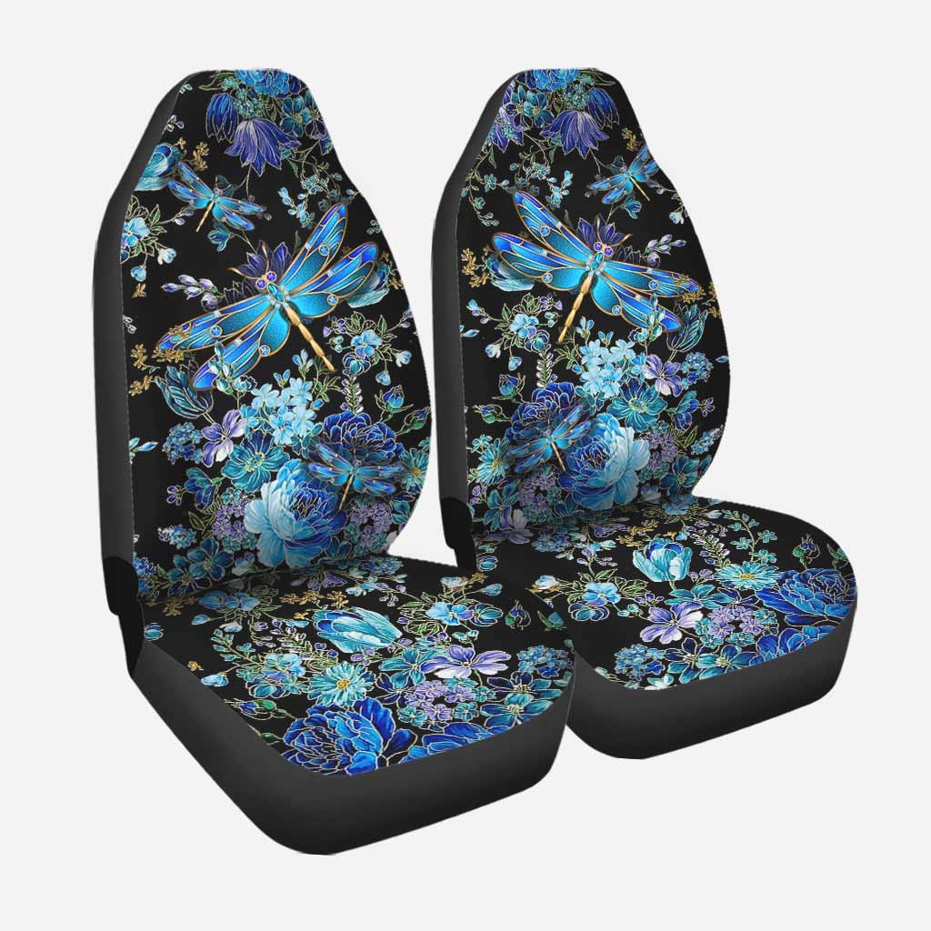 3D All Over Printed Car Seat Cover With Blue Dragonfly Dragonfly/ Front Car Seat Covers