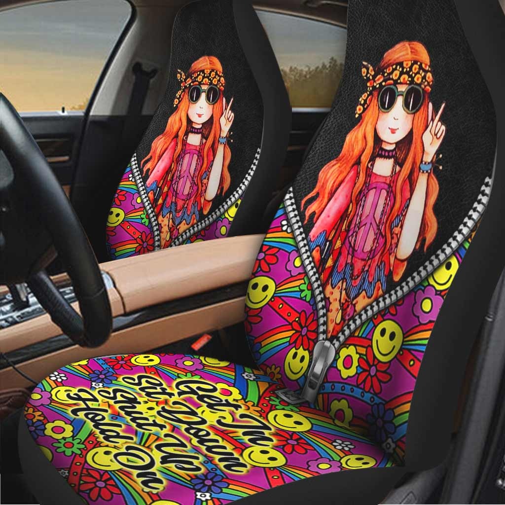 Car Seat Cover With Hippie Girl Get In Sit Down Shut Up Hold On/ Hippie Seat Covers