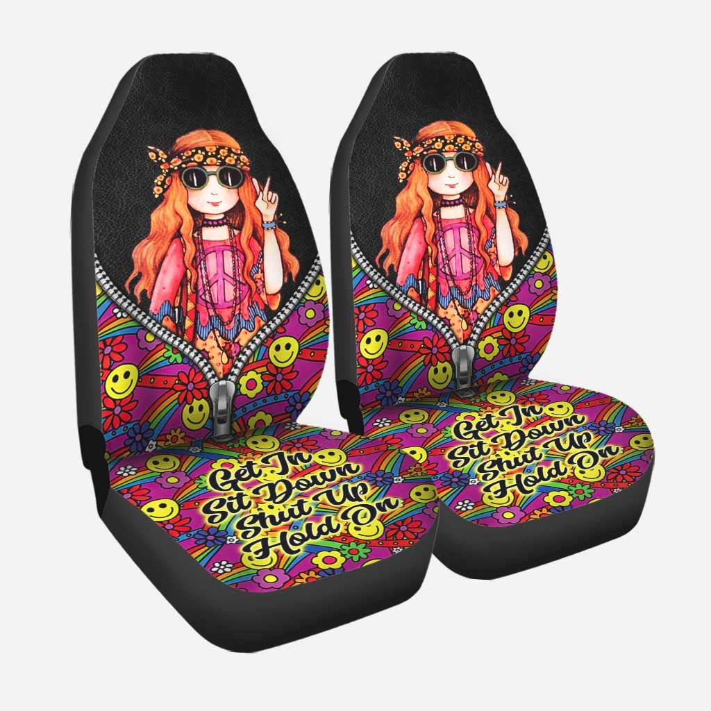Car Seat Cover With Hippie Girl Get In Sit Down Shut Up Hold On/ Hippie Seat Covers