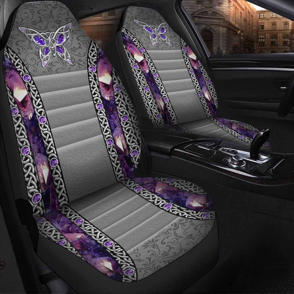 Love Butterflies Purple Galaxy Car Seat Covers/ Car Front Seat Cover Winter