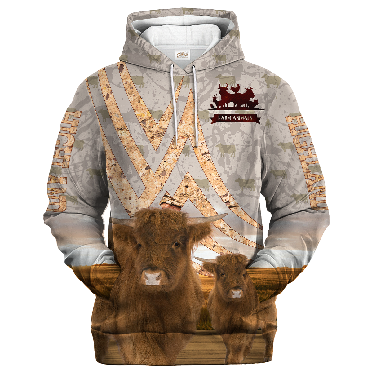 Highland On A Stone Background Hoodie