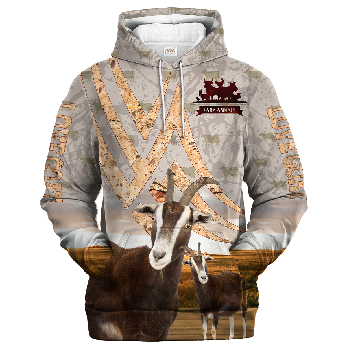 Goat On A Stone Background Hoodie/ Goat Apparel