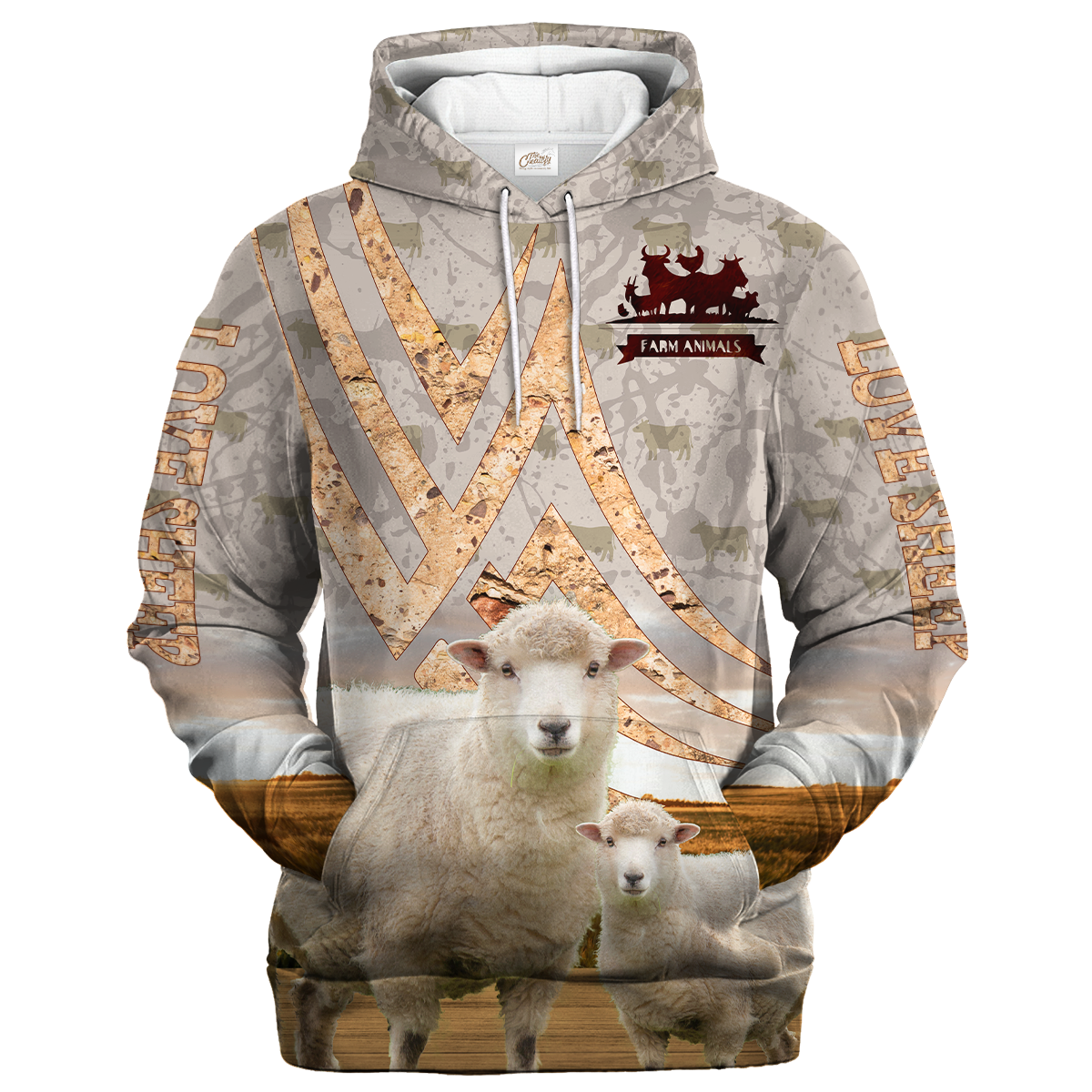 Sheep On A Stone Background Hoodie