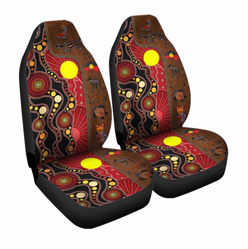 3D Full Printed On Car Seat Cover/ Aboriginal Australian Leather Pattern Print Front Seat Covers For Car
