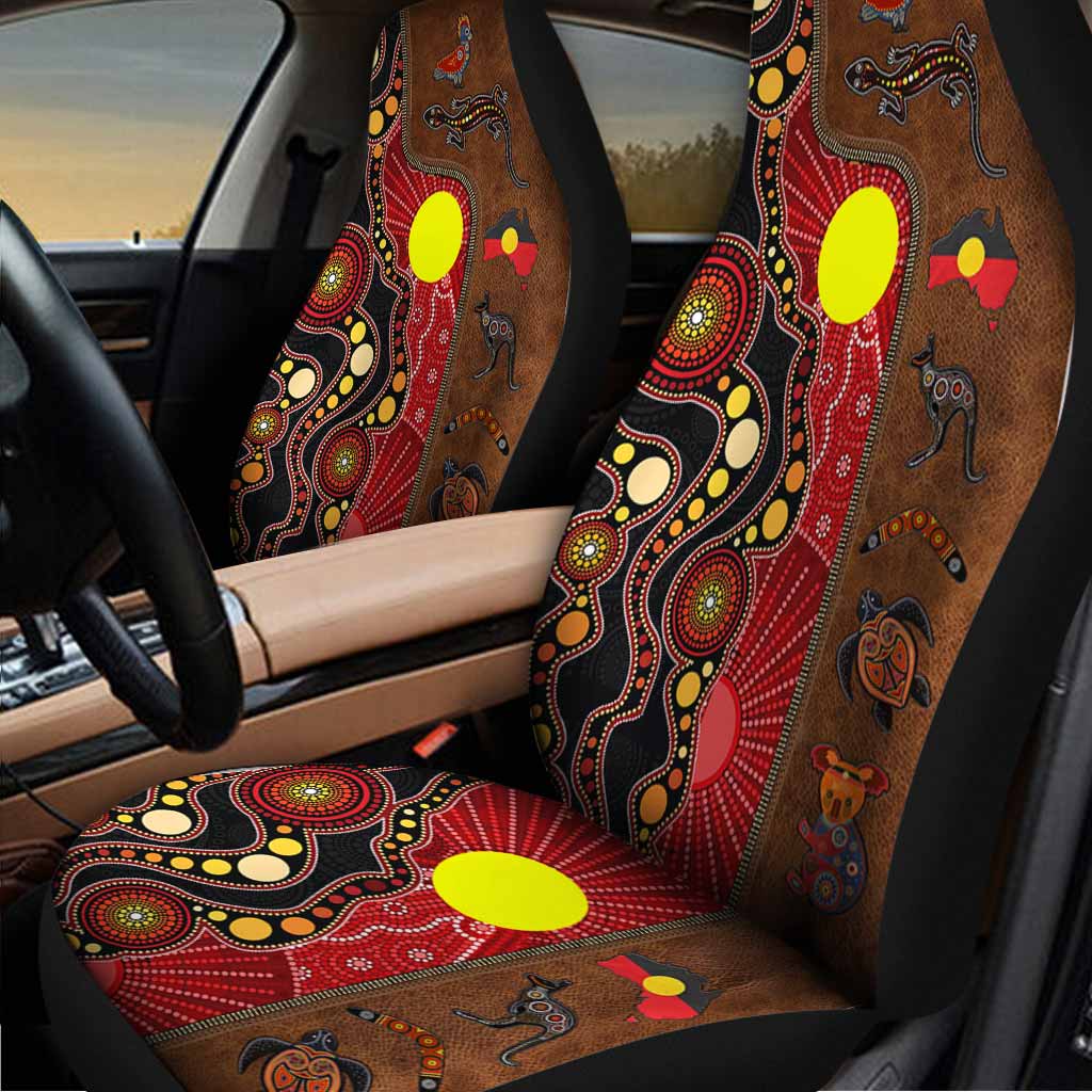3D Full Printed On Car Seat Cover/ Aboriginal Australian Leather Pattern Print Front Seat Covers For Car