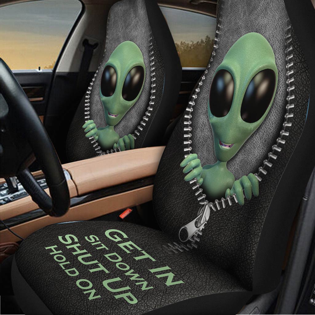 3D All Over Print Front Car Seat Cover/ Get In Sit Down Shut Up Hold On/ Alien Seat Covers For Auto