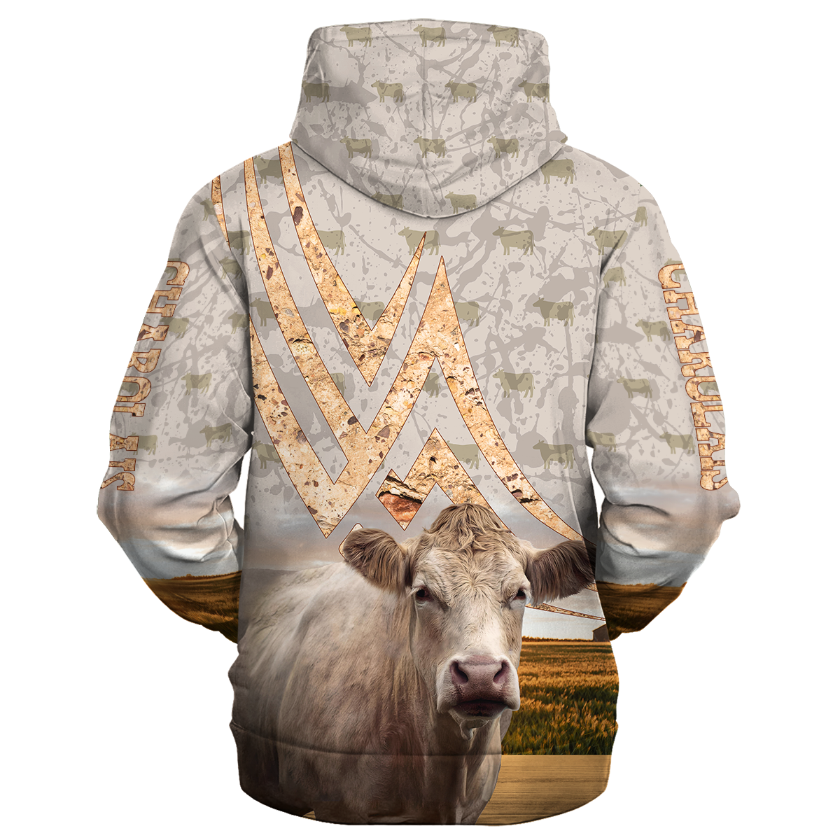 Charolais On A Stone Background Hoodie/ Best Gift For A Farmer