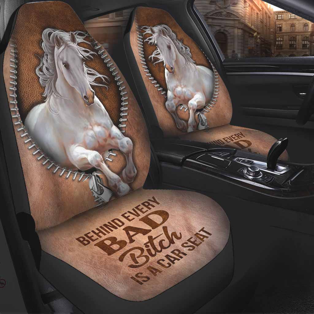 Front Carseat Cover For Horse Lovers/ Behind Every Bad/ Horse Seat Covers With Leather Pattern Car Accessories