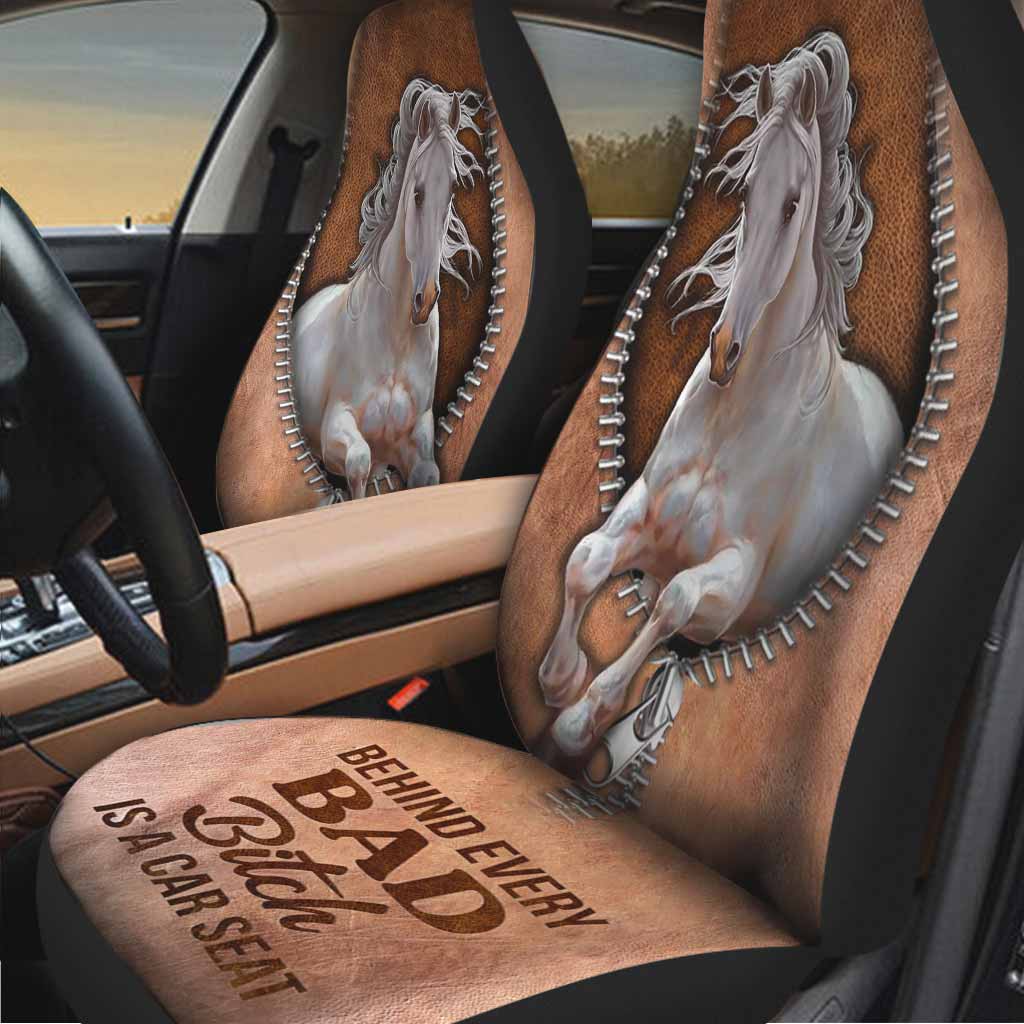 Front Carseat Cover For Horse Lovers/ Behind Every Bad/ Horse Seat Covers With Leather Pattern Car Accessories