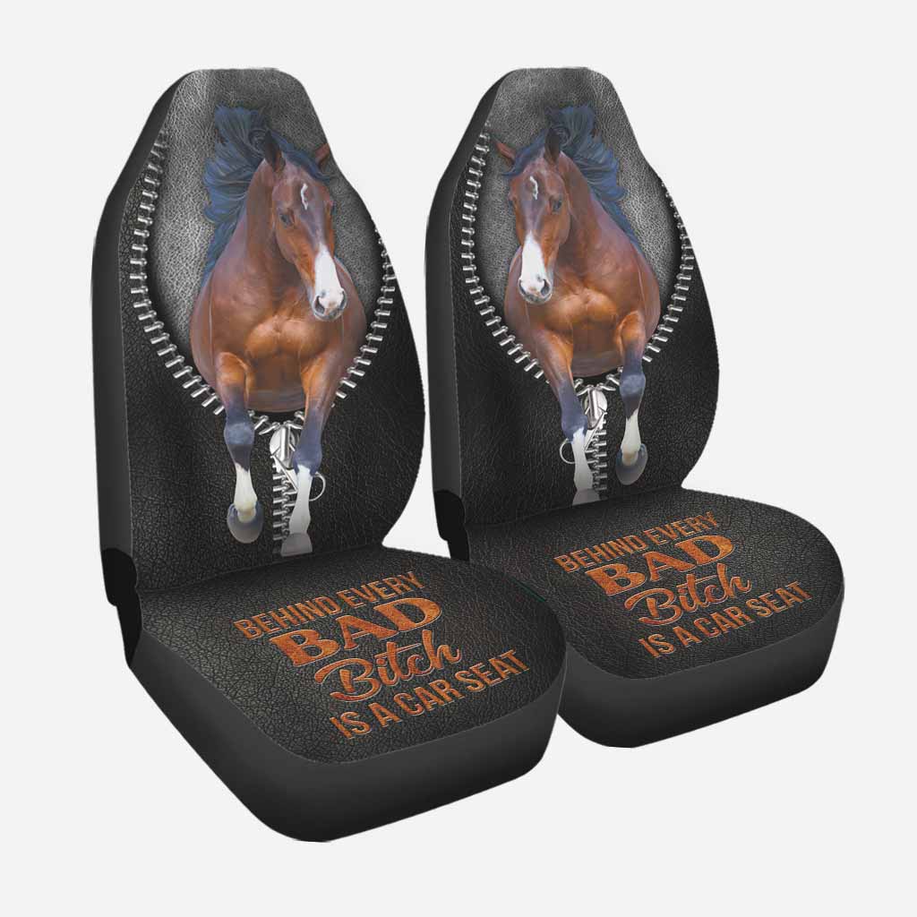 Horse Covers Front Seat Car With Leather Pattern/ Behind Every Bad/ Funny Car Seat Cover For Him Her