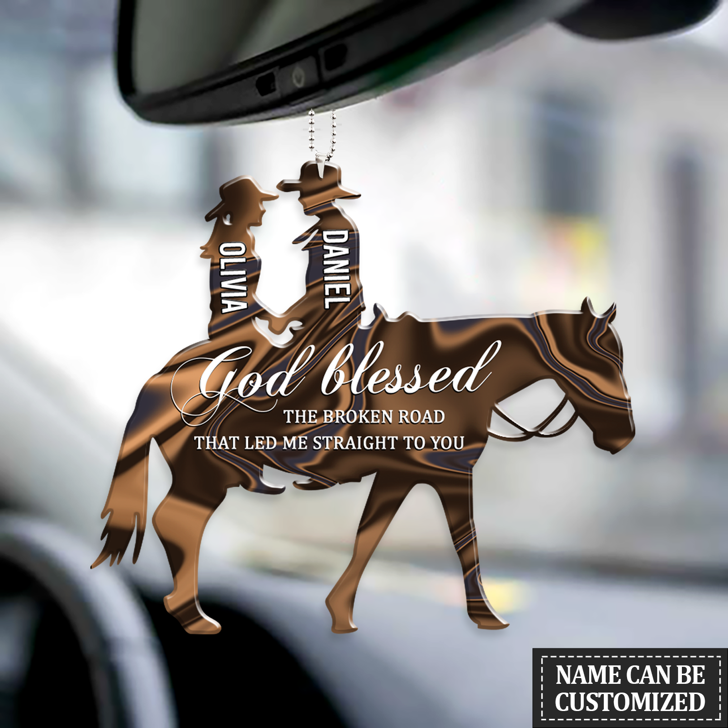 Couple In Horse God Blessed Personalized Car Hanging Ornament/ Couple Ornament For Car Auto