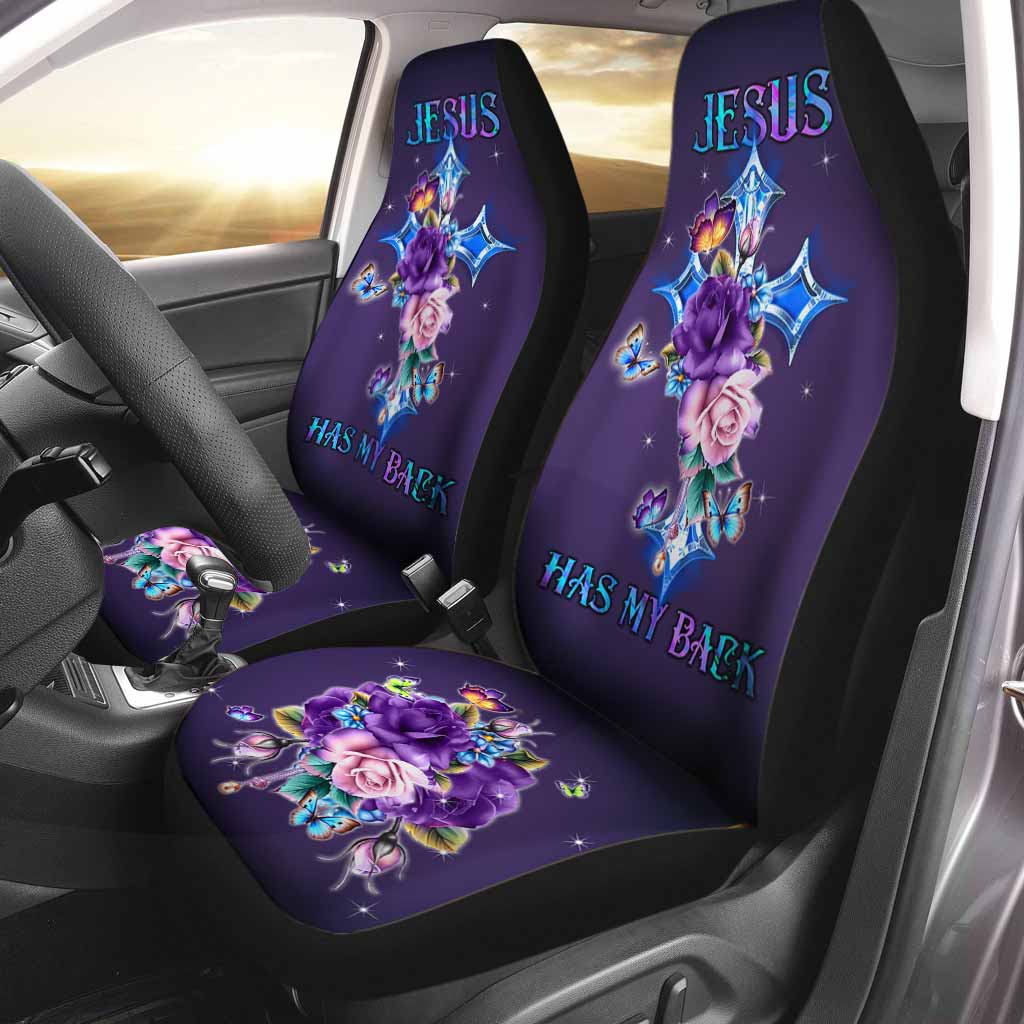 Jesus Has My Back Front Car Seat Cover For Women God Car Seat Covers
