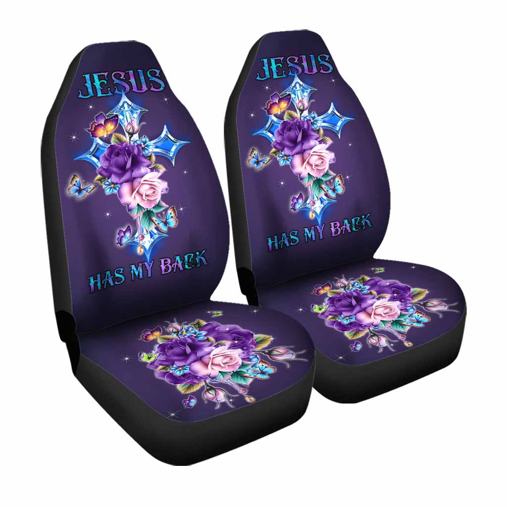 Jesus Has My Back Front Car Seat Cover For Women God Car Seat Covers