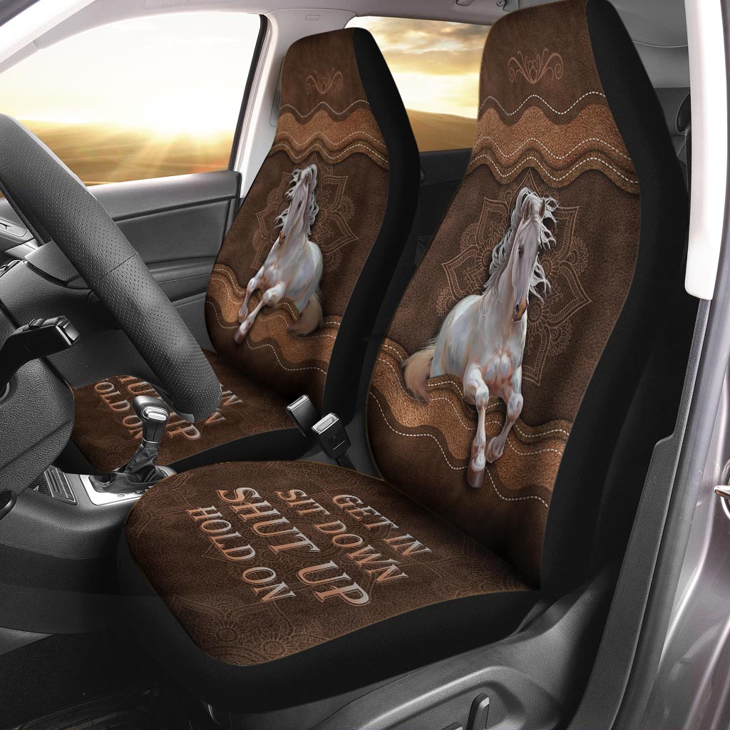 Cool Seatcover For Car/ Get In Sit Down Shut Up Hold On/ Horse Car Seat Covers With Leather Pattern