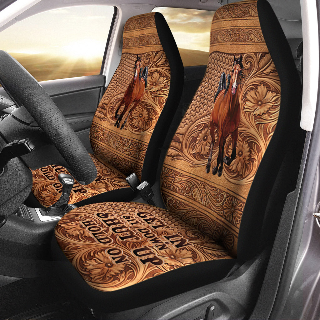 Get In Sit Down Shut Up Hold On/ Horse Seat Covers With Leather Pattern For Car