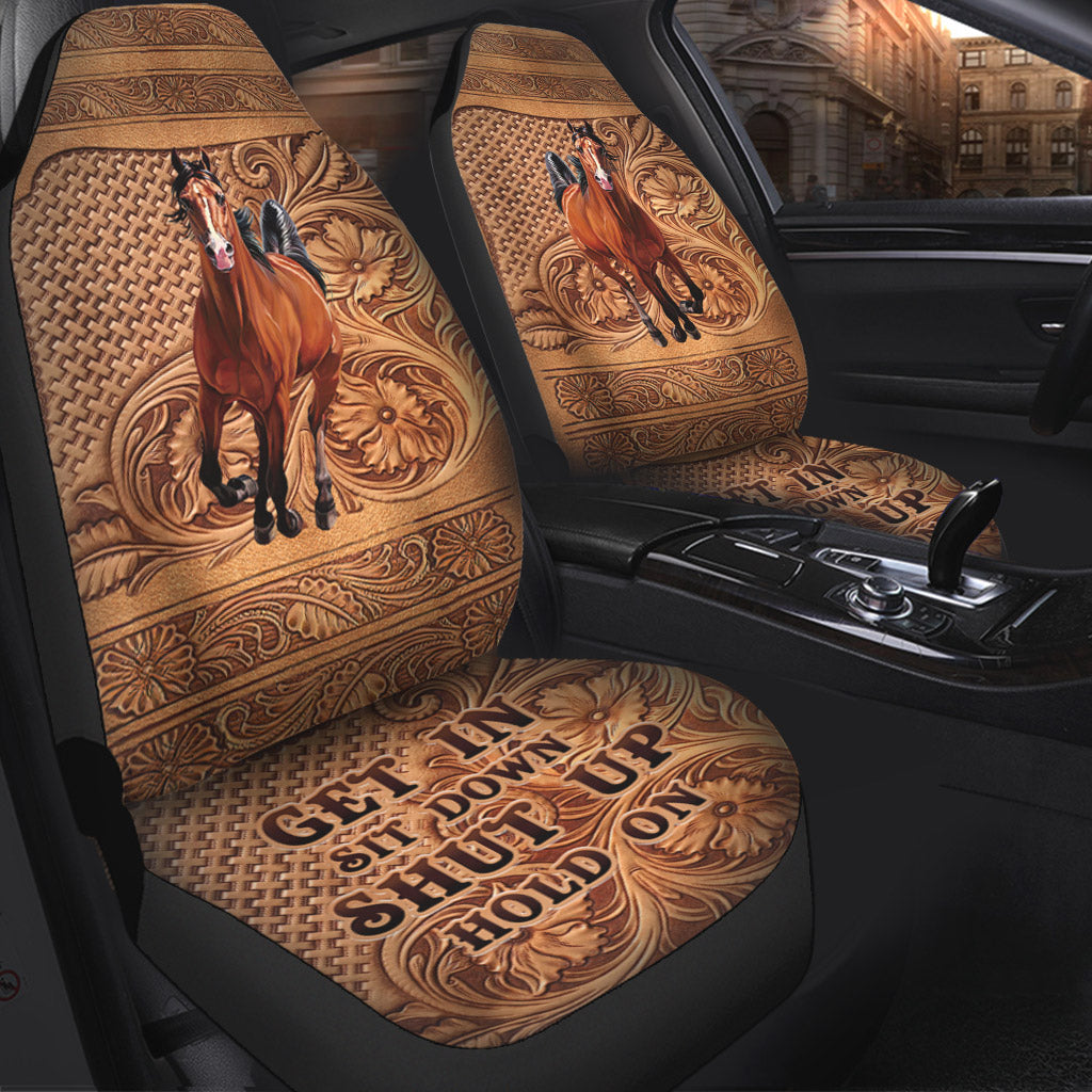 Get In Sit Down Shut Up Hold On/ Horse Seat Covers With Leather Pattern For Car