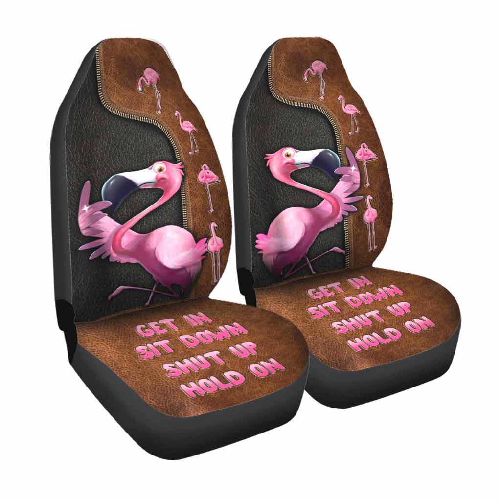 Front Car Seat Protector/ Get In Sit Down Shut Up Hold On/ Flamingo Seat Covers With Leather Pattern