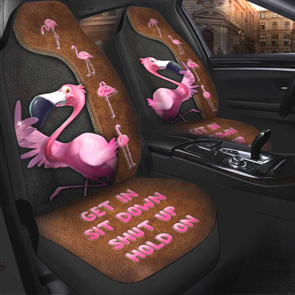 Front Car Seat Protector/ Get In Sit Down Shut Up Hold On/ Flamingo Seat Covers With Leather Pattern
